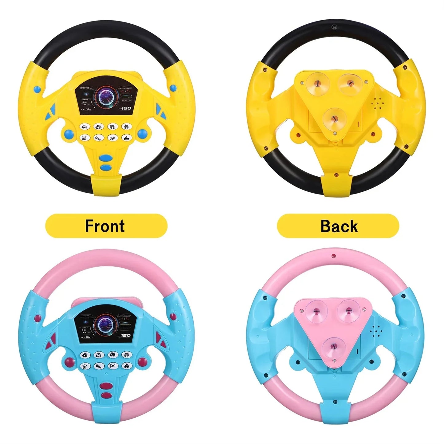 Baby Steering Wheel Toy Simulated Driving Controller Early Education Pretend Driving Steering Wheel with Light Music for Kids