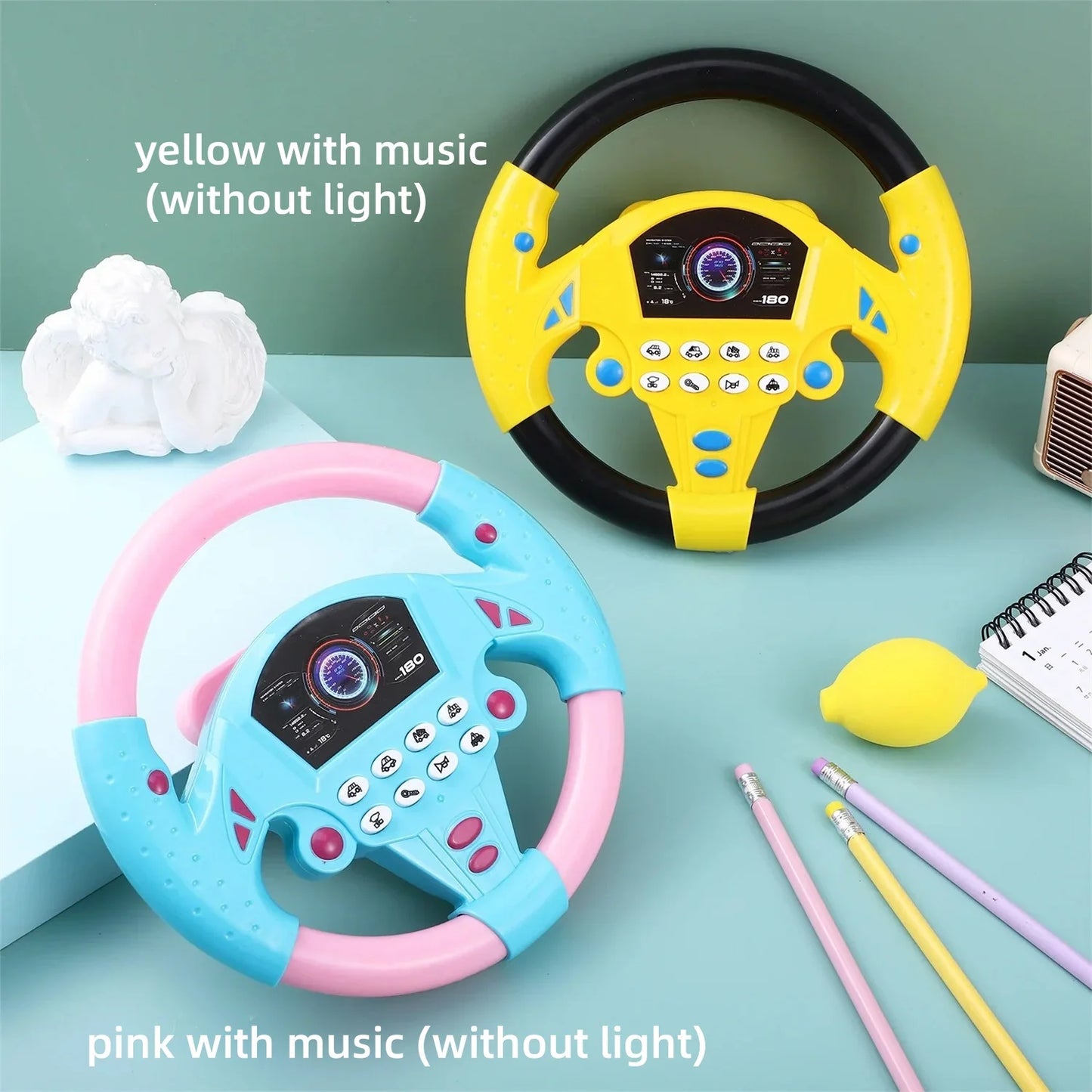 Baby Steering Wheel Toy Simulated Driving Controller Early Education Pretend Driving Steering Wheel with Light Music for Kids