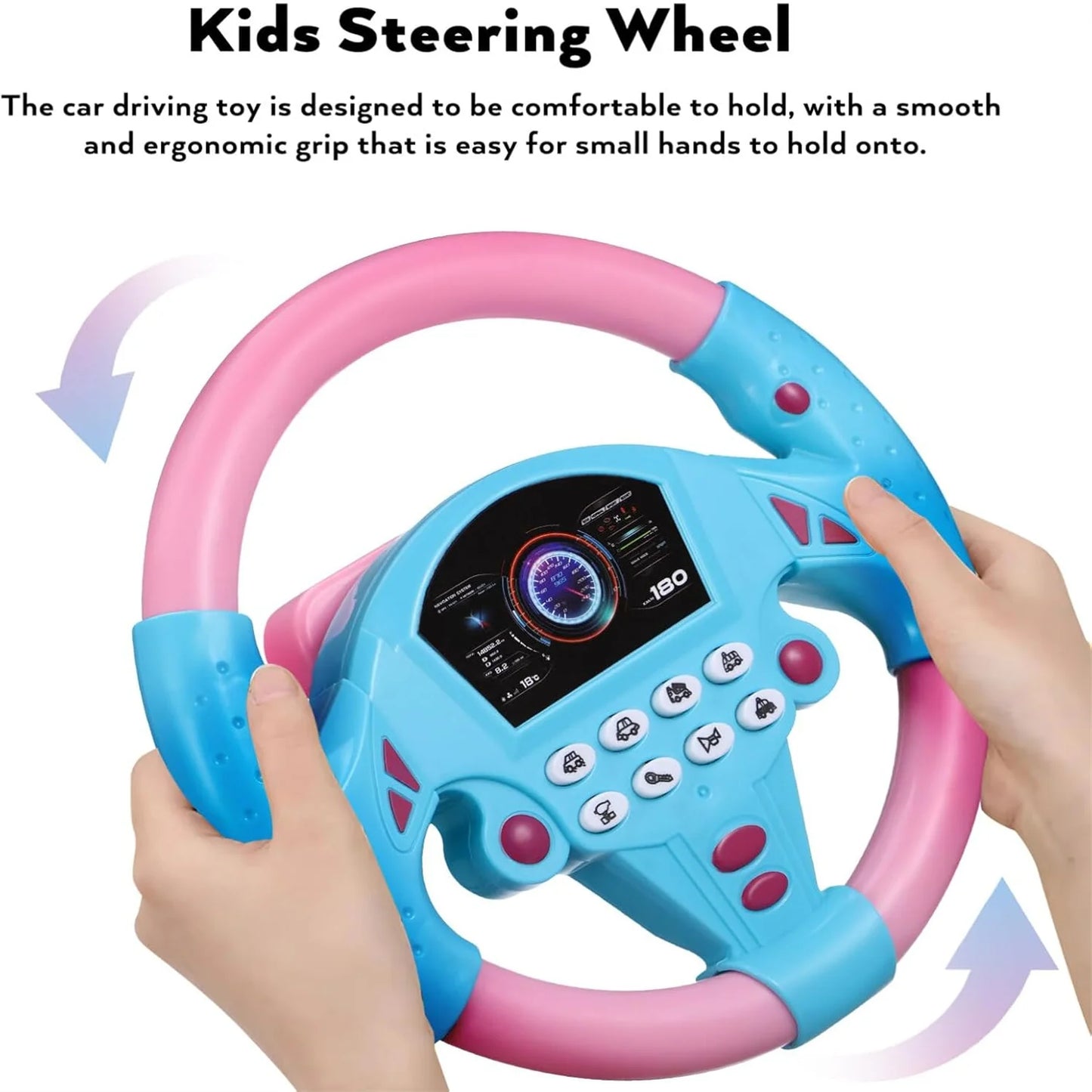 Baby Steering Wheel Toy Simulated Driving Controller Early Education Pretend Driving Steering Wheel with Light Music for Kids