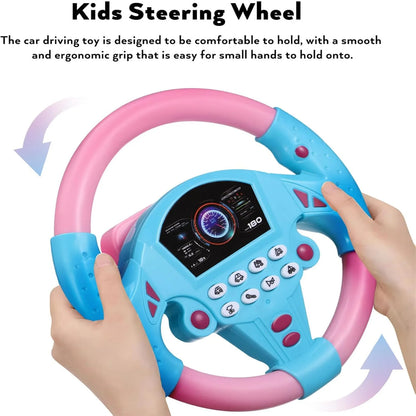 Baby Steering Wheel Toy Simulated Driving Controller Early Education Pretend Driving Steering Wheel with Light Music for Kids