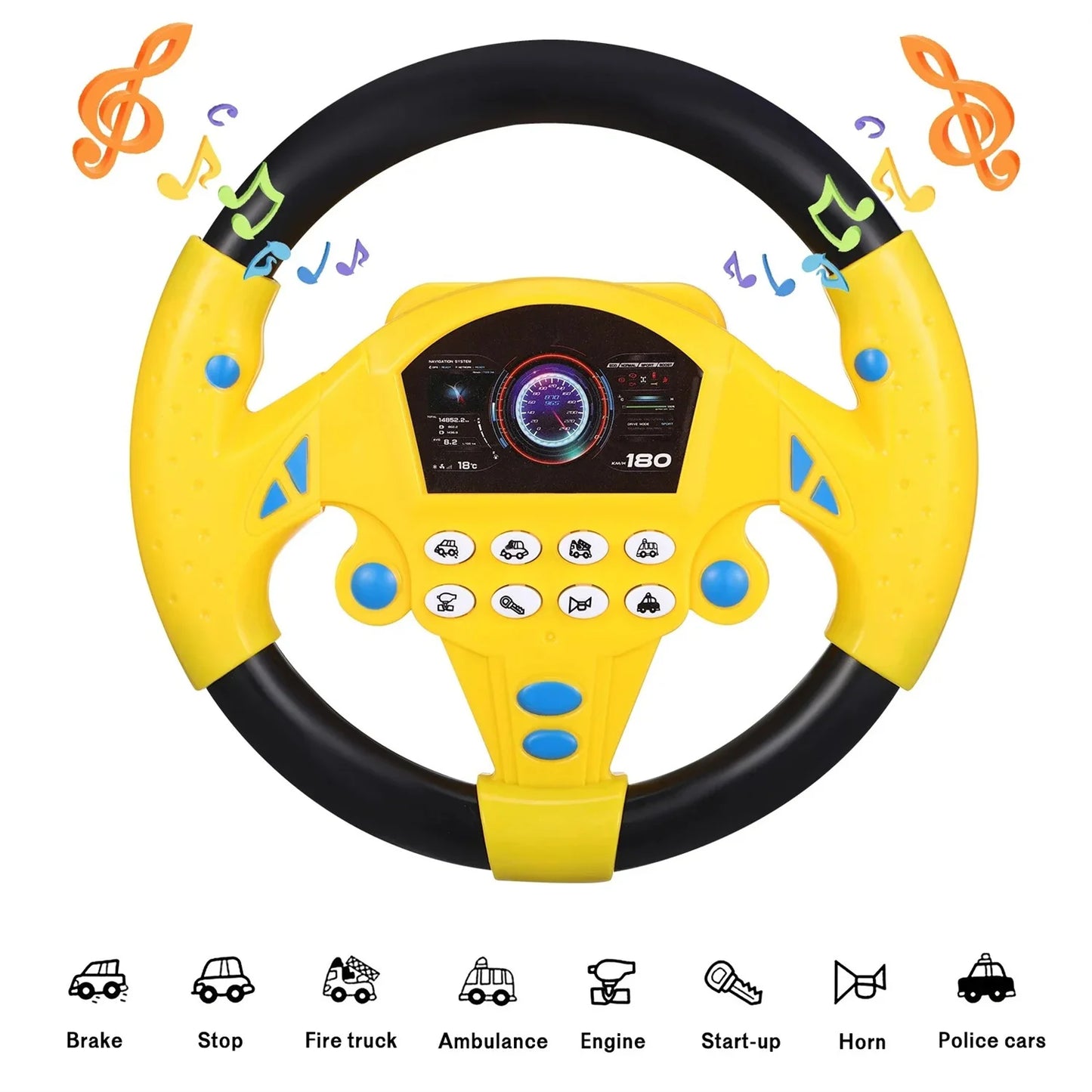 Baby Steering Wheel Toy Simulated Driving Controller Early Education Pretend Driving Steering Wheel with Light Music for Kids